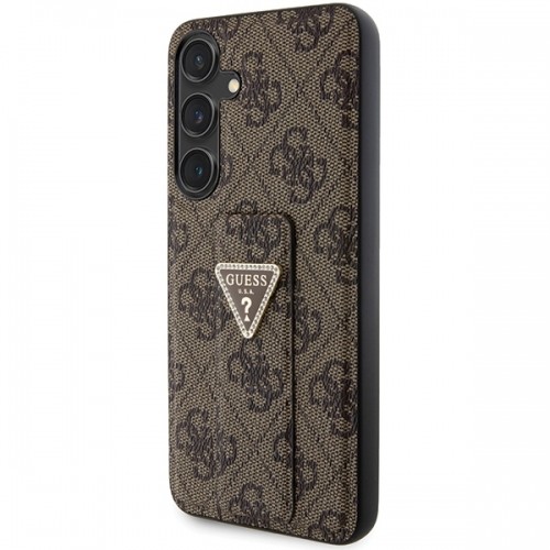 Guess GUHCS24SPGS4TDW S24 S921 brązowy|brown hardcase Grip Stand 4G Triangle Strass image 2