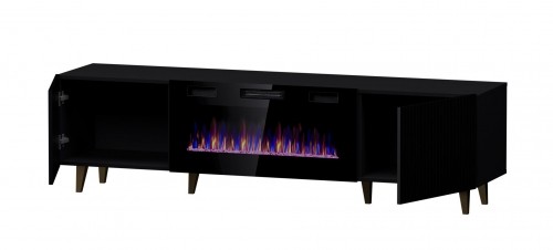 Cama Meble RTV cabinet PAFOS EF with electric fireplace 180x42x49 black matt image 2