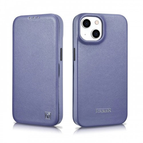 iCarer CE Premium Leather Folio Case iPhone 14 Magnetic Flip Leather Folio Case MagSafe Light Purple (WMI14220713-LP) image 2