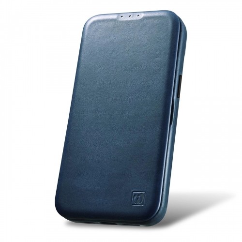 iCarer CE Oil Wax Premium Leather Folio Case iPhone 14 Plus magnetic flip case MagSafe blue (AKI14220707-BU) image 2