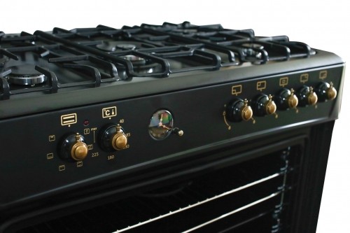 Ravanson KWGE-K90-6 TOP CHEF cooker Freestanding cooker Electric Gas Black image 2