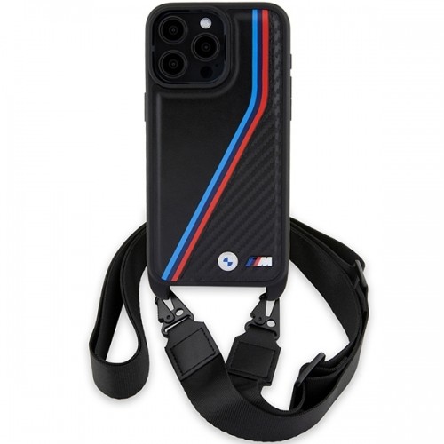 BMW BMHCP15X23PSVTK iPhone 15 Pro Max 6.7" czarny|black hardcase M Edition Carbon Tricolor Lines & Strap image 2