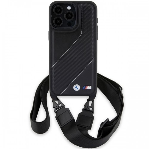 BMW BMHCP15L23PSCCK iPhone 15 Pro 6.1" czarny|black hardcase M Edition Carbon Stripe & Strap image 2