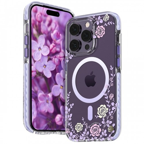 Kingxbar Flora Series magnetic case for iPhone 14 MagSafe decorated with peony flowers print image 2