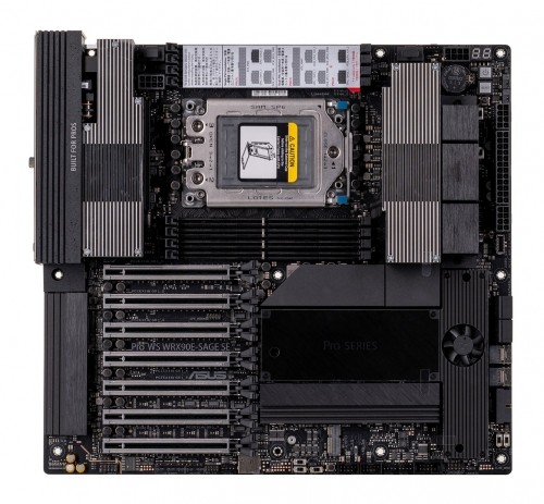 ASUS PRO WS WRX90E-SAGE SE AMD WRX90 Threadripper PRO, 2 x Intel X7100-AT2 dual 10Gb + 1x RTL8211F 1Gb/ USB 3.2 Gen2 x6, 7 x PCIe 5.0 x16, 4 x SATA 6Gb/s (RAID 0,1,5,10), 4 x M.2 socket 3 Key M (2 x type 2242-22110, PCIe 5.0 + 2 x type 2242-2280, PCI image 2