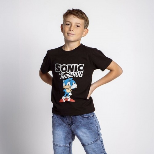 Krekls ar Īsām Piedurknēm Bērniem Sonic Melns image 2