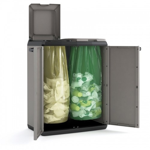 Keter Diy Atkritumu šķirošanas sistēma Split Basic 110L Recycling system 68x39x85cm tumši pelēka/melna image 2