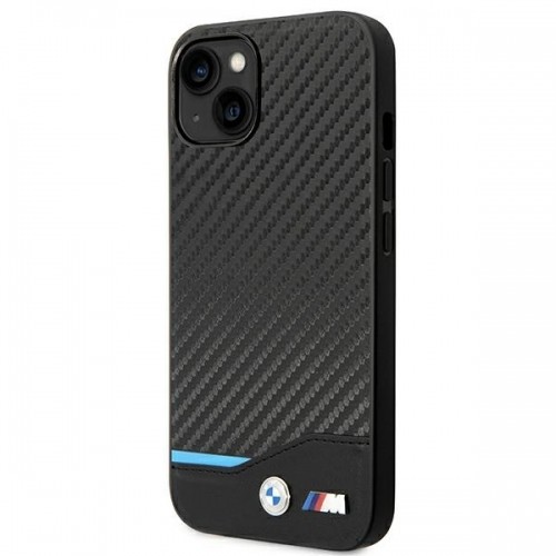 BMW M PU Carbon Blue Line Case for iPhone 14 Plus Black image 2