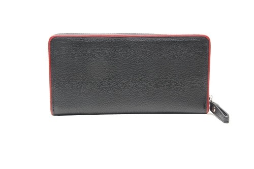ESQUIRE ZIPPER LARGE WALLET PIPING, Black/Red image 2