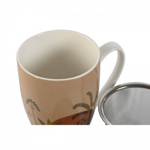 Tasīte ar Tējas Filtru Home ESPRIT Zils Bēšs Terakota Nerūsējošais tērauds Porcelāns 380 ml (2 gb.) image 2
