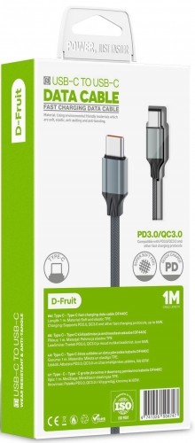 D-Fruit cable USB - C-USB-C 1m, grey (DF440C) image 2