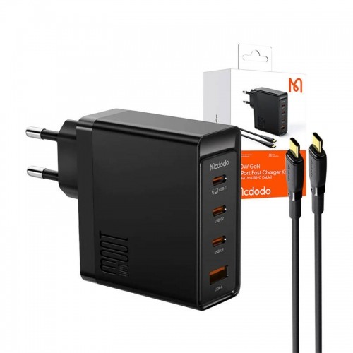 Wall charger McDodo GAN 3xUSB-C + USB, 100W + 2m cable (black) image 2