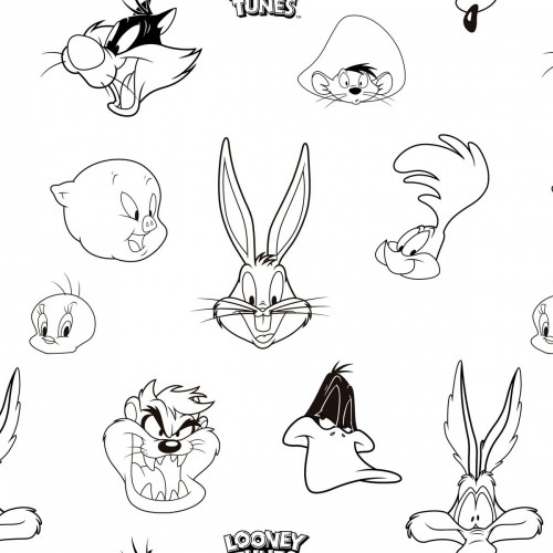 Ziemeļu pārvalks Looney Tunes Looney B&W Balts black 200 x 200 cm image 2