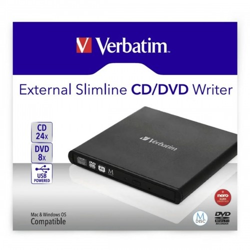 Ārējais Ierakstītājs Verbatim Slimline CD/DVD Melns image 2