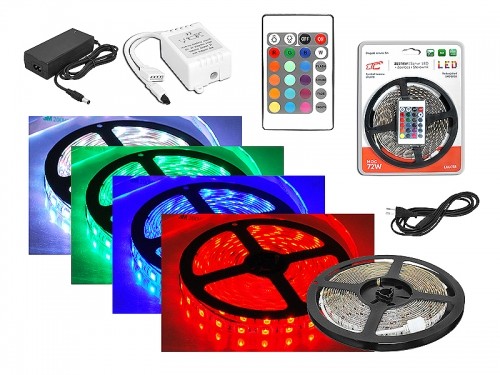 Eco Light PS komplekts: RGB LED virtene IP65, 300 SMD5050 LED, 5m + kontrolieris + barošanas bloks, RGB. image 2