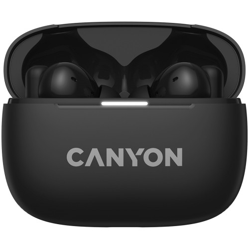 CANYON OnGo TWS-10 ANC+ENC, Bluetooth Headset, microphone, BT v5.3 BT8922F, Frequence Response:20Hz-20kHz, battery Earbud 40mAh*2+Charging case 500mAH, type-C cable length 24cm,size 63.97*47.47*26.5mm 42.5g, Black image 2