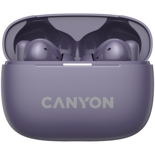 CANYON OnGo TWS-10 ANC+ENC, Bluetooth Headset, microphone, BT v5.3 BT8922F, Frequence Response:20Hz-20kHz, battery Earbud 40mAh*2+Charging case 500mAH, type-C cable length 24cm,size 63.97*47.47*26.5mm 42.5g, Purple image 2