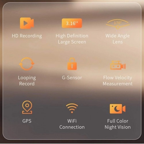 iWear GT8 Duāls Auto video reģistrātors kamera HD priekšējā + aizmugurējā kamera 480p G-Sensor GPS Wi-Fi 3.16'' LCD melns image 2