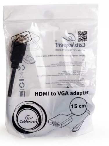 Gembird HDMI (19pin) to VGA (15pin) Adapteris + Audio kabelis Melns image 3
