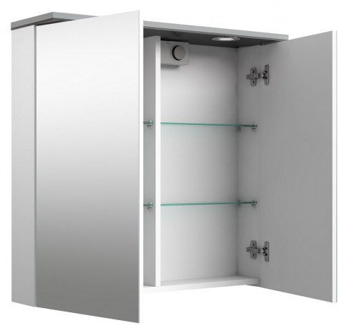 Шкафчик с зеркальными дверцами и LED подсветкой Raguvos Baldai ALLEGRO 76 CM glossy white/white 1104406 image 3