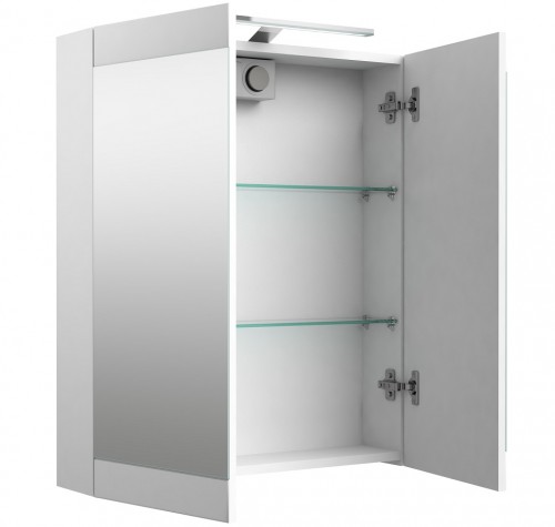 Шкафчик с зеркальными дверцами и GARDA LED подсветкой Raguvos Baldai SERENA RETRO 60 CM glossy white 1302311 image 3