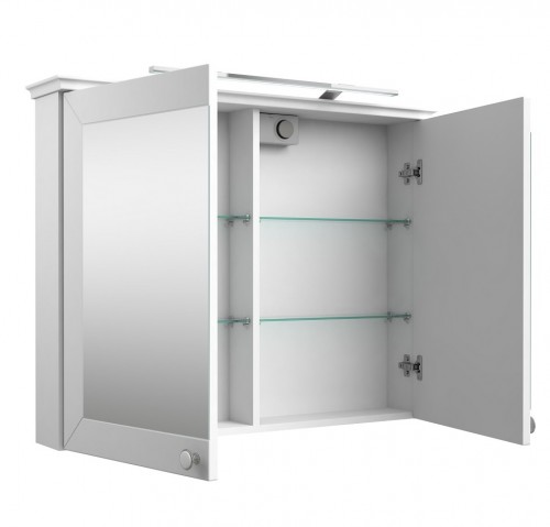 Шкафчик с зеркальными дверцами и GARDA LED подсветкой Raguvos Baldai SIESTA 94 CM matt white 170161260 image 3