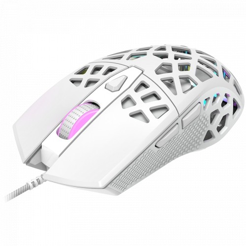 Canyon Puncher GM-20 High-end Gaming Mouse with 7 programmable buttons, Pixart 3360 optical sensor, 6 levels of DPI and up to 12000, 10 million times key life, 1.65m Ultraweave cable, Low friction with PTFE feet and colorful RGB lights, white, size:126x67 image 3