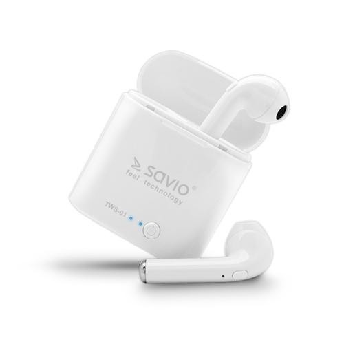 Savio TWS-01 Wireless Bluetooth Earphones Headset Sunglasses USB Type-C White image 3