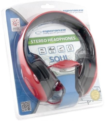 Esperanza EH138R headphones/headset Head-band 3.5 mm connector Black, Red image 3