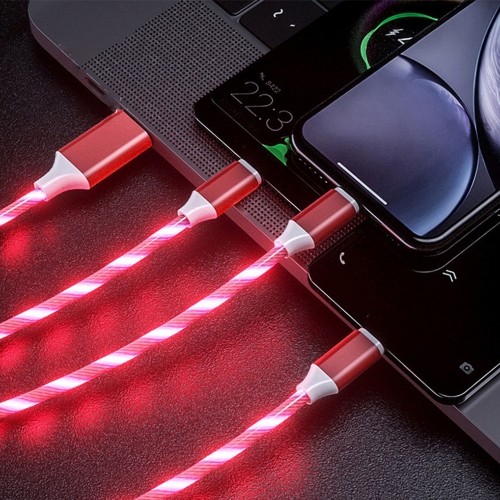 Platinet cable  USB - Lightning LED 1m, red (45738) image 3