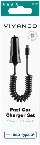Vivanco car charger USB-C 12W 1m, black (62785) image 3