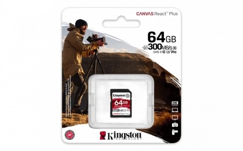 Kingston Memory card SD 64GB Canvas React Plus 300/260 UHS-II U3 image 3