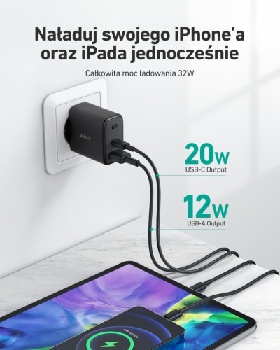 Aukey PA-F3S Wall Charg er 2xUSB Power Delivery image 3
