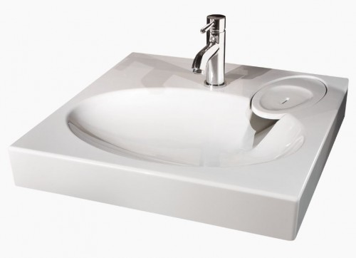 PAA CLARO KICLASIF/00 Glossy White Stone mass sink (above the washing machine) with siphon and brackets image 3