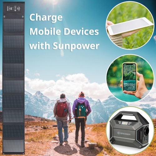 BRESSER mobilais saules lādētājs 60 vatu ar USB un līdzstrāvas izeju image 3