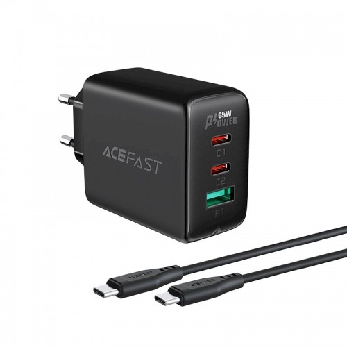 Acefast 2in1 charger 2x USB Type C / USB 65W, PD, QC 3.0, AFC, FCP (set with cable) black (A13 black) image 3