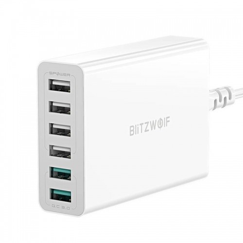 BlitzWolf BW-S15 Tīkla Lādētājs 6 x USB / 60W / 4.8A / Quick Charge 3.0 Balts image 3