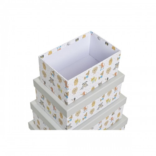 Saliekamo Organizējošo Kastu Komplekts DKD Home Decor Pelēks Mājdzīvnieki Kartons (43,5 x 33,5 x 15,5 cm) image 3