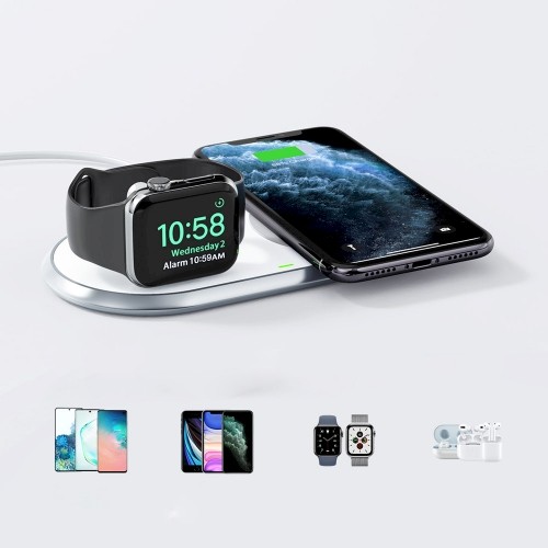 Choetech Qi 2in1 wireless charger for smartphones / Apple Watch with stand (MFI) USB Type C white (T317) image 3
