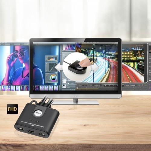 Aten 2-port USB VGA FHD HDMI KVM Switch image 3