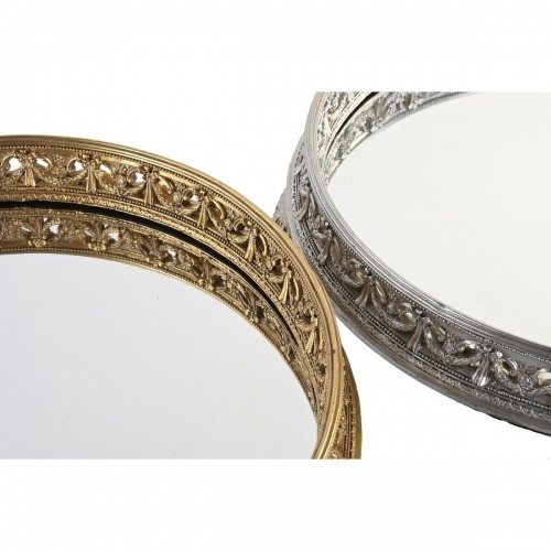 поднос для закусок DKD Home Decor Зеркало Серебристый Позолоченный Смола Шинный полировщик (38,5 x 38,5 x 8 cm) (2 штук) image 3