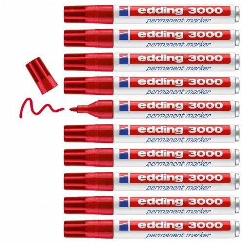 Постоянный маркер Edding 3000 Красный 10 штук image 3