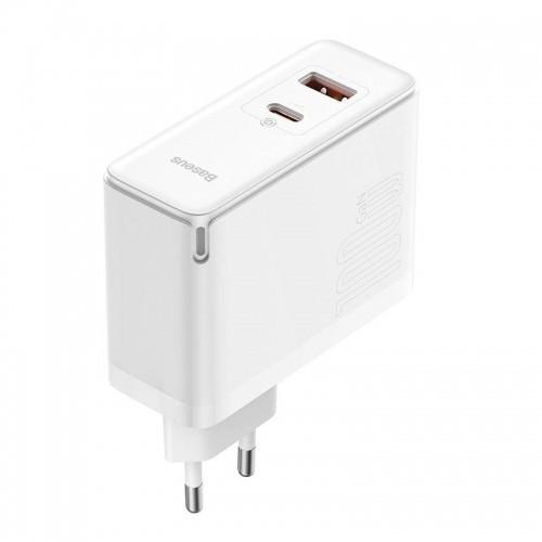 Baseus GaN5 Pro USB-C + USB wall charger, 100W  + 1m cable (white) image 3