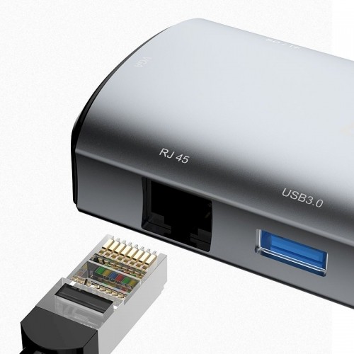 Dudao 11w1 multifunctional HUB USB Typ C - USB Type C PD 60 W | HDMI | 3,5 mm mini jack | 1x USB 2.0 | SD - micro SD  card reader | VGA | RJ45 | 3x USB 3.2 Gen 1 grey (A15Pro grey) image 3