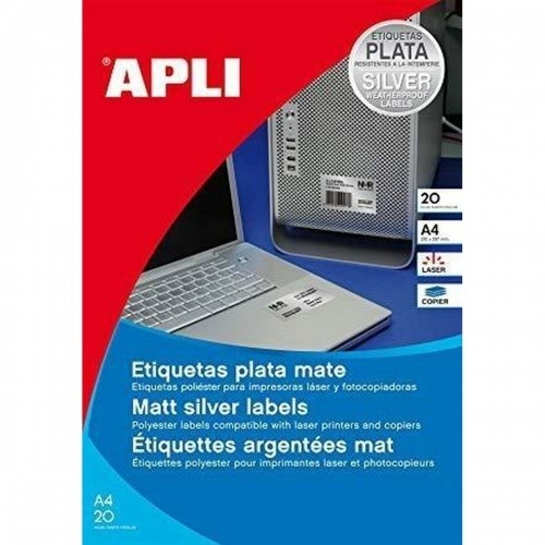 Этикетки для принтера Apli Серебристый Металлик 45,7 x 21,2 mm A4 image 3