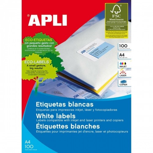 Этикетки для принтера Apli 100 Листья 63,5 x 72 mm image 3