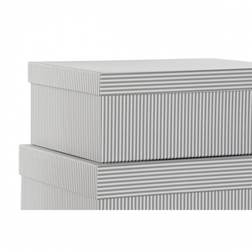 Saliekamo Organizējošo Kastu Komplekts DKD Home Decor Pelēks Balts Kvadrāta Kartons (43,5 x 33,5 x 15,5 cm) image 3