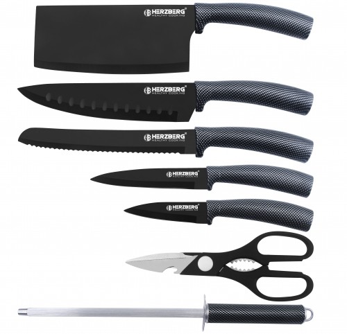 Herzberg Cooking Herzberg 8 Pieces Knife Set with Acrylic Stand - Carbon image 3