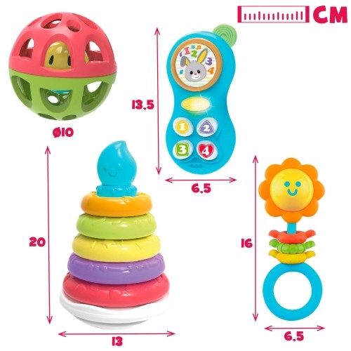 Winfun Комплект для малыша игрушки развивающие пирамидка, муз. игрушка и 2 погремушки 0 m+ CB46885 image 3