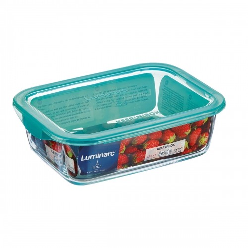 Прямоугольная коробочка для завтрака с крышкой Luminarc Keep'n Lagon 12 x 8,5 x 5,4 cm бирюзовый 380 ml Cтекло (6 штук) image 3
